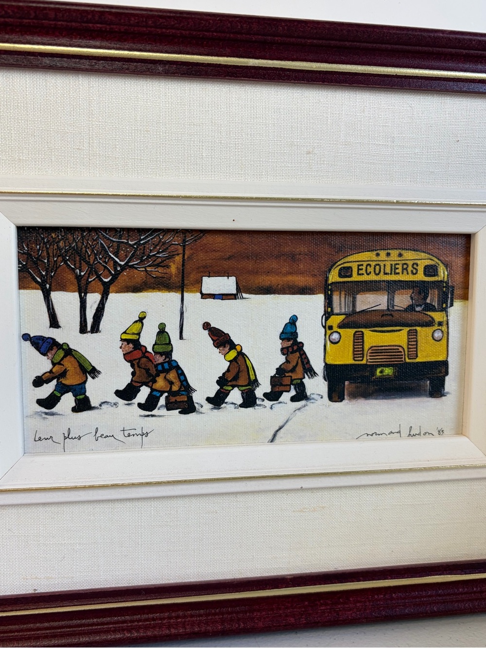 Normand Hudon Framed Wall Art Signed Print Leur Plus Beau Temps Signed Quebec - Picture 2 of 9